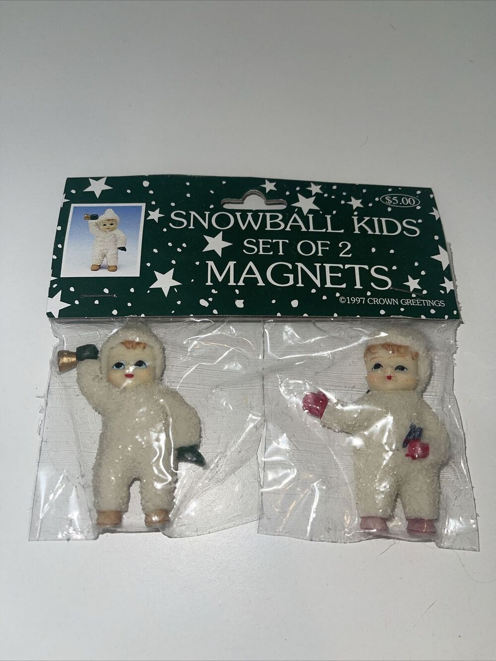 Crown Greeting Collectible Snowball Kids Magnets 1997 New NIP Adorable 2”